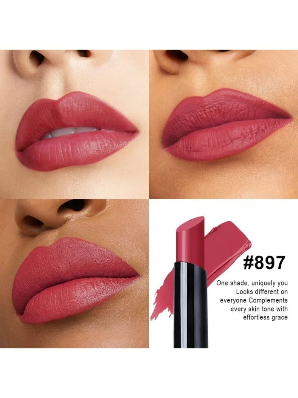 Women's 897# Plum Red Long Lasting Waterproof Velvet Matte Stick Lipstick